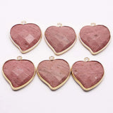 Rhodochrosite Heart Gilt Edge Necklace Pendants