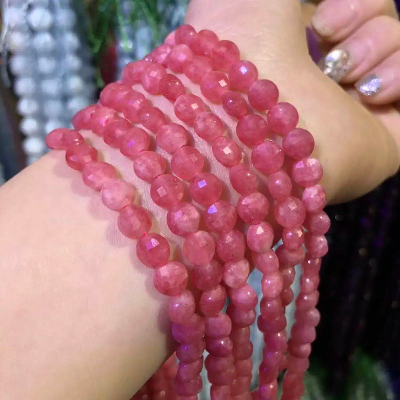 Natural Stone Rhodochrosites Faceted Spacer Beads for DIY Jewelry Making