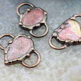 Rhodonite Slice Pink Quartz Connector for DIY Jewelry Making