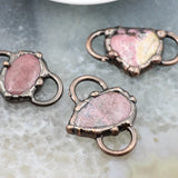 Rhodonite Slice Pink Quartz Connector for DIY Jewelry Making