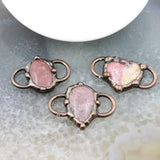 Rhodonite Slice Pink Quartz Connector for DIY Jewelry Making