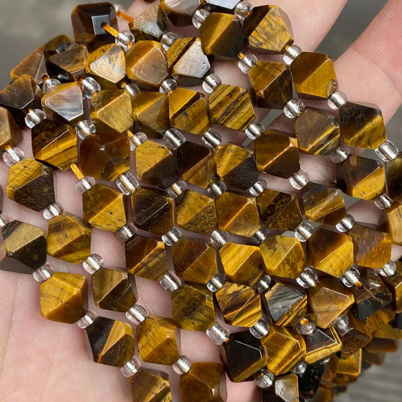 10mm Yellow Tiger Eye Rhombus Beads 15''