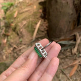 Natural Stone Ring Green Jade High Jewelry Women Fine