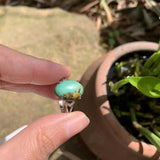 Natural Stone Ring Turquoise Jade High Jewelry Women Fine