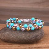 Natural Stone Woven Bracelet Cuff Friendship Bracelet Women Jewelry