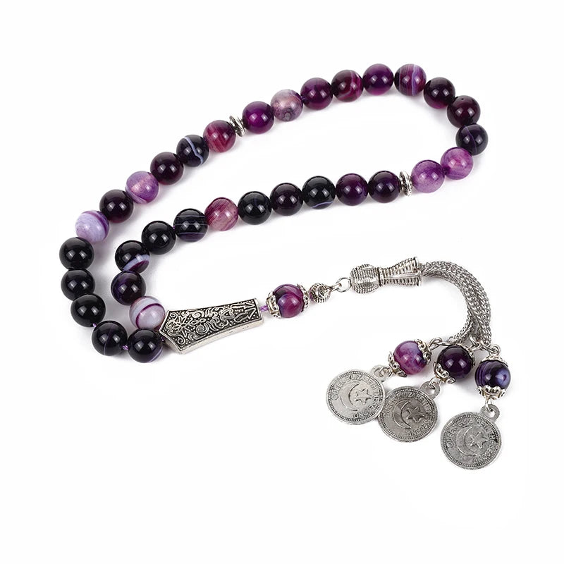 Natural Stone Rosary Muslim Tasbih Eid Gift For Man Islam Prayer Beads Misbaha
