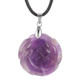 Natural Stone Rose Flower Crystal Amethyst Pendant for Jewelry Making