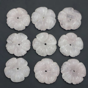 Natural Stone Rose Flower Quartz Round Necklace Pendants
