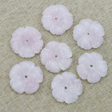 Natural Stone Rose Flower Quartz Round Necklace Pendants