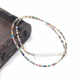 Small Round Stone Necklace - Rose Quartz Amethysts 2-3mm - Men and Women
