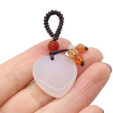 Rose Quartz Agate Heart Keychain Pendant DIY Necklace Key Chain