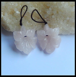 Rose Quartz Carved Flower Gemstone Earring Bead for Mom