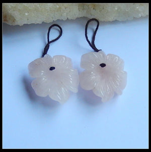 Rose Quartz Carved Flower Gemstone Earring Bead for Mom
