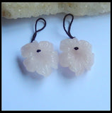 Rose Quartz Carved Flower Gemstone Earring Bead for Mom
