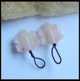 Rose Quartz Carved Flower Gemstone Earring Bead for Mom