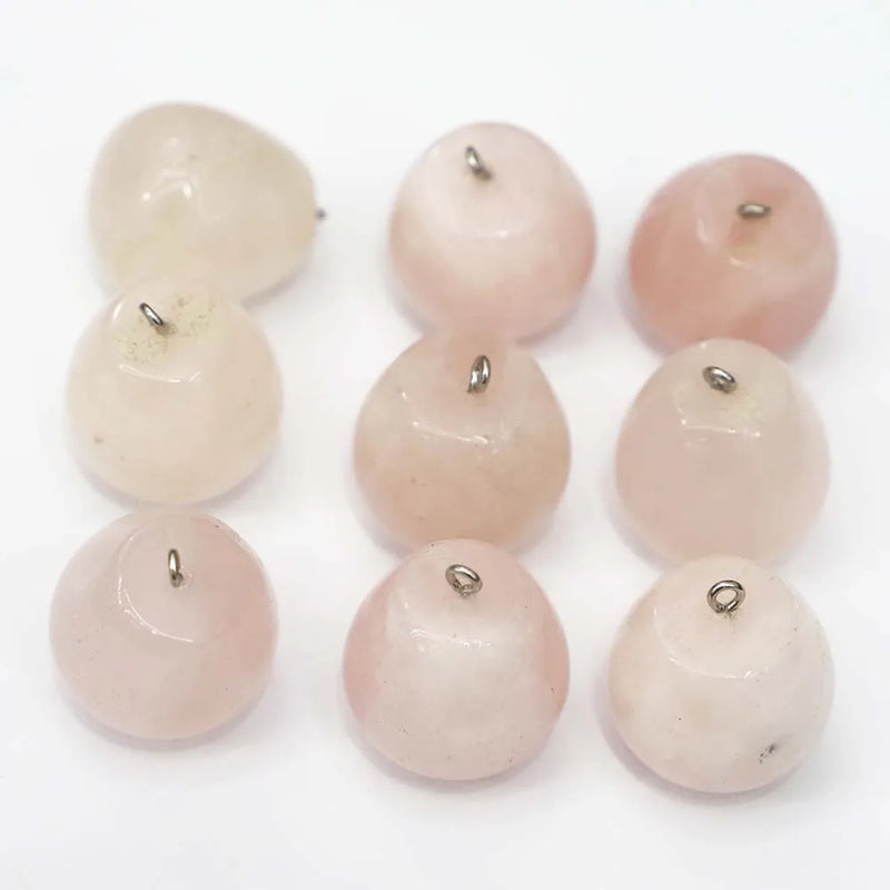Rose Quartz Crystal Powder Round Pendants 12Pcs