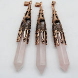 Rose Quartz Crystal Hexagon Pendulum for Divination Pendant