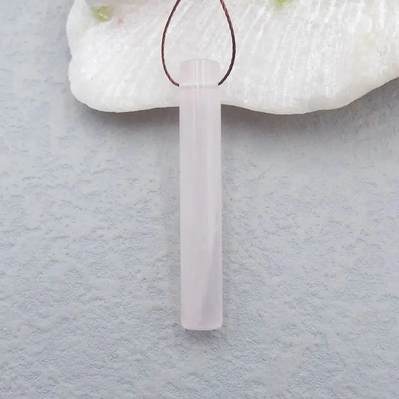 Natural Stone Rose Quartz Drilled Long Necklace Pendant Bead