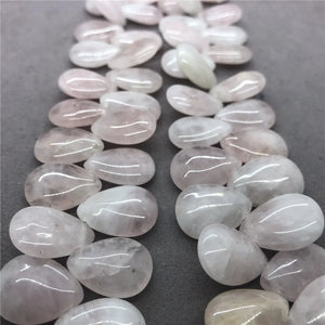 Rose Quartz Flat Water Drop Shape DIY Pendant Earring Jewelry