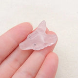 Rose Quartz Wolf Head Necklace Pendant 30x20x11mm