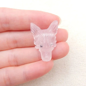 Rose Quartz Wolf Head Necklace Pendant 30x20x11mm
