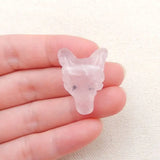 Rose Quartz Wolf Head Necklace Pendant 30x20x11mm