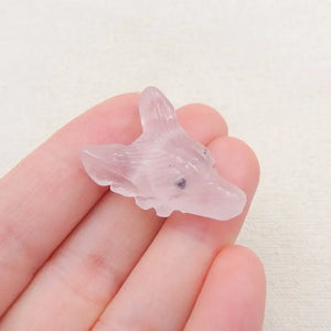 Rose Quartz Wolf Head Necklace Pendant 30x20x11mm