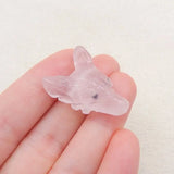 Rose Quartz Wolf Head Necklace Pendant 30x20x11mm