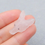 Rose Quartz Wolf Head Pendant Bead 27x17x9mm