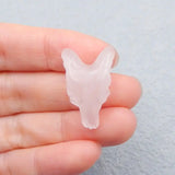 Rose Quartz Wolf Head Pendant Bead 27x17x9mm