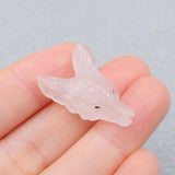 Rose Quartz Wolf Head Pendant Bead 27x17x9mm