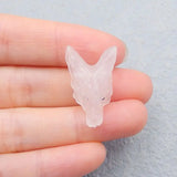 Rose Quartz Wolf Head Pendant Bead 27x17x9mm