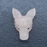 Natural Stone Rose Quartz Wolf Head Necklace Pendant Bead