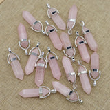 Rose Quartz Hexagonal Column Pillar Pendants 24PCS