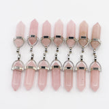 Rose Quartz Hexagonal Column Pillar Pendants 24PCS