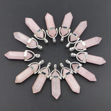 Rose Quartz Hexagonal Column Pillar Pendants 24PCS