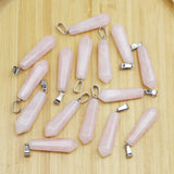 Rose Quartz Pillar Pendant for DIY Jewelry Making