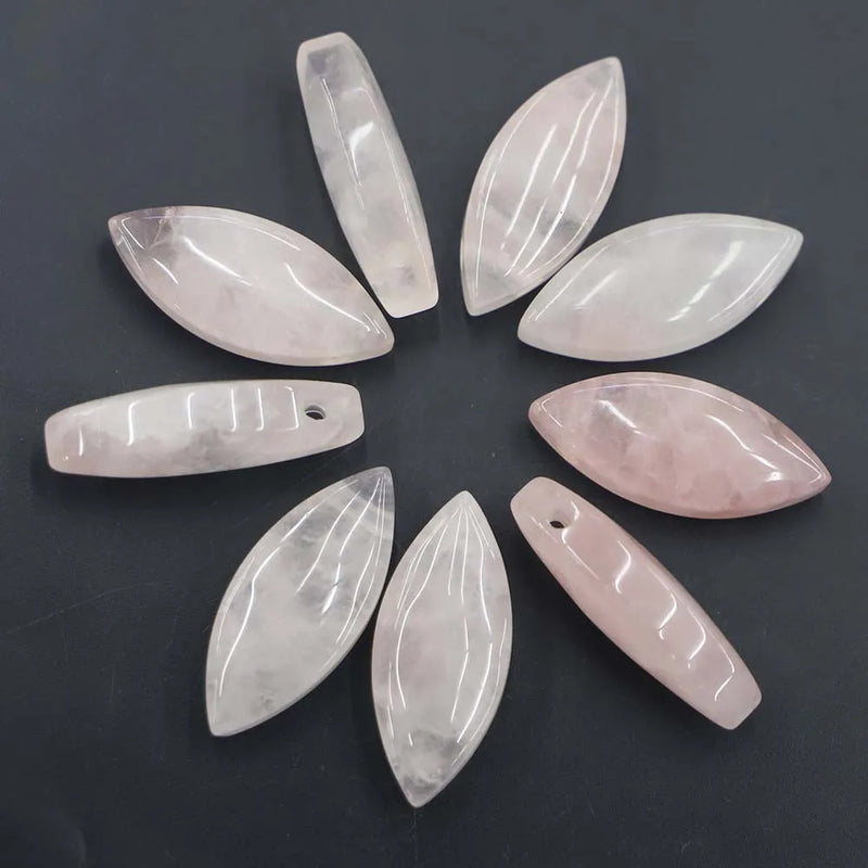 Rose Quartz Horse Eye Hole Pendant Necklace Charms DIY Jewelry 6Pcs