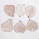 Rose Quartz Irregular Necklace Pendant Charms DIY Jewelry Making Accessories