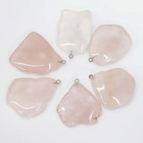 Rose Quartz Irregular Necklace Pendant Charms DIY Jewelry Making Accessories