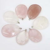 Natural Stone Rose Quartz Water Drop Pendant 12Pcs