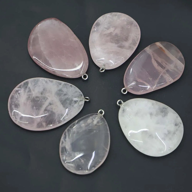 Natural Stone Rose Quartz Water Drop Pendant 12Pcs