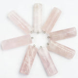Rose Quartz Pendants Cylindrical Necklace Reiki Charms DIY 6Pcs