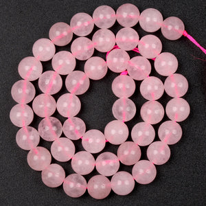 Rose Quartz Pink Crystal Round Beads 3-12 MM