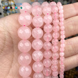 Rose Quartz Pink Crystal Round Beads 3-12 MM
