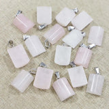 Rose Quartz Semi Cylindrical Necklaces Pendants 30Pcs