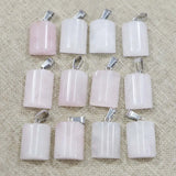 Rose Quartz Semi Cylindrical Necklaces Pendants 30Pcs