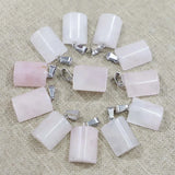 Rose Quartz Semi Cylindrical Necklaces Pendants 30Pcs