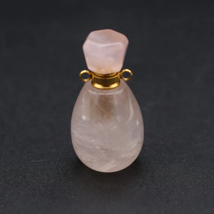 Vintage Rose Quartz Perfume Bottle Pendant Charms for Necklace Making