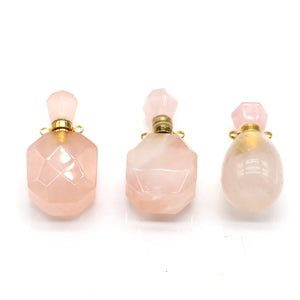 Vintage Rose Quartz Perfume Bottle Pendant Charms for Necklace Making